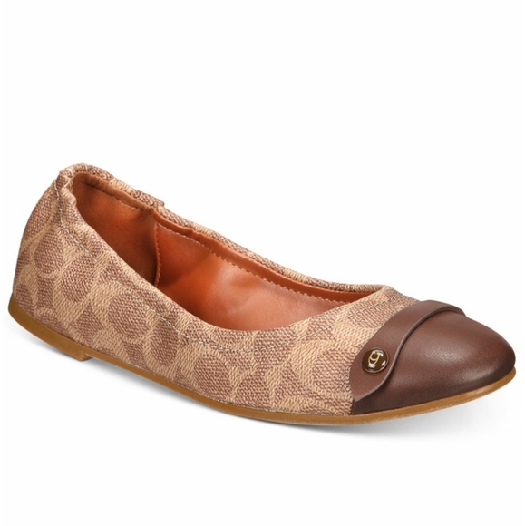 Coach Shoes - Coach Brandi Ballet Flats - Saddle/Tan Logo
